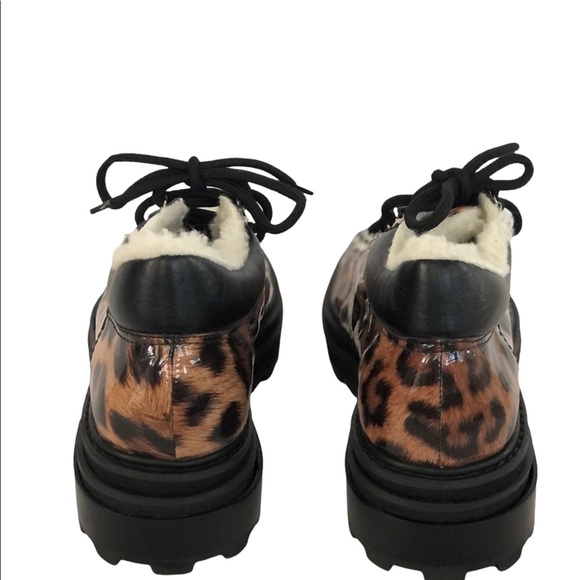 Schutz Lucille Leopard Print Faux Shearling Lined Platform Ankle Boot Size 9 - Picture 4 of 10